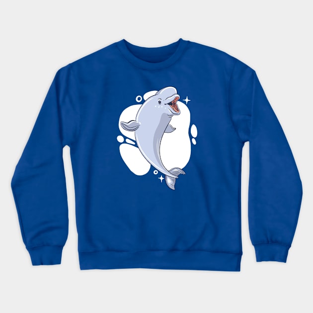 Cute Beluga Whale Illustration Crewneck Sweatshirt by SLAG_Creative